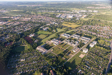 Technologiepark im Ortsteil Rintheim in Karlsruhe im Bundesland Baden-Württemberg, Deutschland von oben