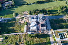 Schrägluftbild von Baustelle des LTC - Linder Technologie Campus in der Wilhelm-Schickard-Straße im Technologiepark Karlsruhe im Ortsteil Rintheim im Bundesland Baden-Württemberg, Deutschland