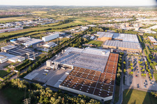 Firmengelände der HANSA-HEEMANN AG mit Hallen, Firmengebäuden und Produktionsstätten in Bruchsal im Bundesland Baden-Württemberg, Deutschland
