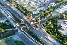 Baustelle Autobahnbrücke A5 über die Gleise der Eisenbahn im Ortsteil Karlsdorf in Karlsdorf-Neuthard im Bundesland Baden-Württemberg, Deutschland