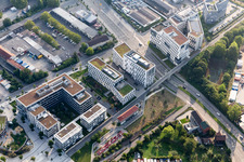 Bahnstadt, Speyerer Straße Heidelbergs jüngster Stadtteil auf dem Gelände des ehemaligen Güterbahnhofs im Süden der Stadt im Stadtgebiet in Heidelberg im Bundesland Baden-Württemberg, Deutschland