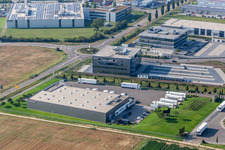 Industriegebiet Im Speyerer Tal mit  TRANSAC Intern. Speditionsgesellschaft mbH, Kardex Software GmbH und  ITK Engineering GmbH in Rülzheim im Bundesland Rheinland-Pfalz, Deutschland