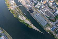 Hafeninsel in Offenbach am Main im Bundesland Hessen, Deutschland vom Flugzeug aus