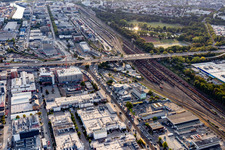 Rangierbahnhof und Güterbahnhof der Deutschen Bahn in Frankfurt-Ostend in Frankfurt am Main im Bundesland Hessen, Deutschland