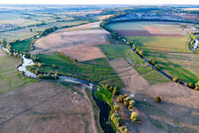 Luftbild von Mündung der Chètre in die Maas/La Meuse in Champougny, Frankreich