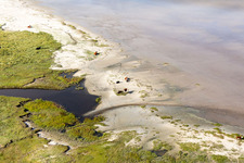 Sandstrand- Landschaft entlang des Küsten- Verlaufes an der Nordsee in Fanö in Region Syddanmark in Fanø, Dänemark