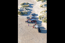 Drachen am Strand in Fanø im Bundesland Syddanmark, Dänemark von oben