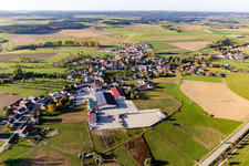 Luftbild von Dorfansicht von Süden mit Karl Schmid im Ortsteil Boll in Sauldorf im Bundesland Baden-Württemberg, Deutschland