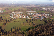 Luftbild von Würmersheim von Süden in Durmersheim im Bundesland Baden-Württemberg, Deutschland