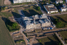 Baustelle des LTC - Linder Technologie Campus in der Wilhelm-Schickard-Straße im Technologiepark Karlsruhe im Ortsteil Rintheim im Bundesland Baden-Württemberg, Deutschland aus der Luft betrachtet