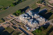 Drohnenaufname von Baustelle des LTC - Linder Technologie Campus in der Wilhelm-Schickard-Straße im Technologiepark Karlsruhe im Ortsteil Rintheim im Bundesland Baden-Württemberg, Deutschland