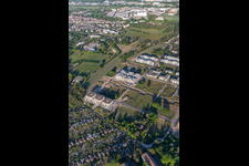 Luftaufnahme von Baustelle des LTC - Linder Technologie Campus in der Wilhelm-Schickard-Straße im Technologiepark Karlsruhe im Ortsteil Rintheim im Bundesland Baden-Württemberg, Deutschland