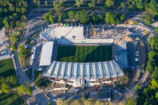 Umbau Wildparkstadion des KSC im Ortsteil Innenstadt-Ost in Karlsruhe im Bundesland Baden-Württemberg, Deutschland aus der Luft