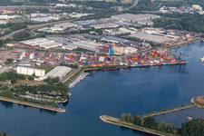 Luftbild von Hafen in Germersheim im Bundesland Rheinland-Pfalz, Deutschland