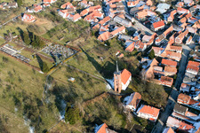 Luftbild von Hunspach (Elsass) im Bundesland Bas-Rhin, Frankreich