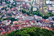 Luftbild von Altstadtbereich und Innenstadtzentrum in Herrenberg im Bundesland Baden-Württemberg, Deutschland