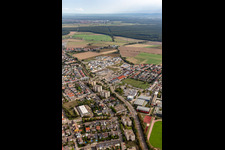 Ortsteil Linkenheim in Linkenheim-Hochstetten im Bundesland Baden-Württemberg, Deutschland aus der Vogelperspektive