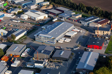 Lagerhallen und Speditionsgebäude der Spedition Friedrich Kastner GmbH in Eggenstein-Leopoldshafen im Bundesland Baden-Württemberg, Deutschland