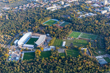 Luftbild von Baustelle zum Neubau des Wildparkstadions des KSC im Ortsteil Innenstadt-Ost in Karlsruhe im Bundesland Baden-Württemberg, Deutschland