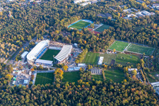 Luftaufnahme von Baustelle zum Neubau des Wildparkstadions des KSC im Ortsteil Innenstadt-Ost in Karlsruhe im Bundesland Baden-Württemberg, Deutschland