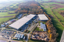 Gewerbegebiet Horst mit Magna Exteriors, Zufall Logistics, STS Group und Thermo Fisher im Ortsteil Minderslachen in Kandel im Bundesland Rheinland-Pfalz, Deutschland aus der Luft