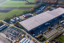 Gewerbegebiet Horst mit Magna Exteriors, Zufall Logistics, STS Group und Thermo Fisher im Ortsteil Minderslachen in Kandel im Bundesland Rheinland-Pfalz, Deutschland vom Flugzeug aus