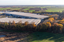 Gewerbegebiet Horst mit Magna Exteriors, Zufall Logistics, STS Group und Thermo Fisher im Ortsteil Minderslachen in Kandel im Bundesland Rheinland-Pfalz, Deutschland von oben