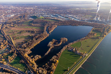 Knielinger See und Hofgut Maxau im Ortsteil Knielingen in Karlsruhe im Bundesland Baden-Württemberg, Deutschland
