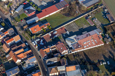 Schrägluftbild von Autohaus Frey GmbH & Co.KG in Minfeld im Bundesland Rheinland-Pfalz, Deutschland