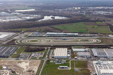 Mercedes Benz EVZ LKW-Teststrecke des Daimler LKW-Werks im Industriegebiet Wörth-Oberwald in Wörth am Rhein im Bundesland Rheinland-Pfalz, Deutschland