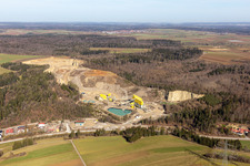 Schrägluftbild von Steinbruch, Georg Mast Schotterwerk, Erddeponie im Ortsteil Sulz am Eck in Wildberg im Bundesland Baden-Württemberg, Deutschland