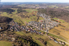 Schrägluftbild von Ortsteil Dachtel in Aidlingen im Bundesland Baden-Württemberg, Deutschland