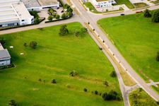 Ittersbach, Industriegebiet im Ortsteil Im Stockmädle in Karlsbad im Bundesland Baden-Württemberg, Deutschland aus der Luft