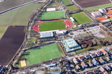 Luftbild von Sportpark Stegwiesen mit Rankbachstadion und Rankbachhalle von Osten in Renningen im Bundesland Baden-Württemberg, Deutschland