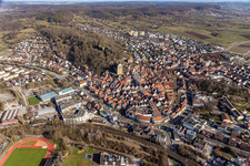 Luftbild von Historische Altstadt von Westen in Herrenberg im Bundesland Baden-Württemberg, Deutschland