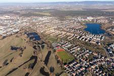 Ortsteil Rheinau in Mannheim im Bundesland Baden-Württemberg, Deutschland von einer Drohne aus