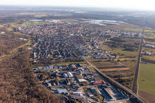 Schrägluftbild von Ortsteil Wiesental in Waghäusel im Bundesland Baden-Württemberg, Deutschland