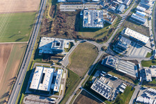 Drohnenaufname von Industriegebiet Nord in Rülzheim im Bundesland Rheinland-Pfalz, Deutschland