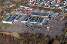 Gewerbegebiet Süd mit Engel & Engel GmbH DHL-Parcel-Transporter seller, Südpfalz Center, Wasgau Frischemarkt Rohrbach und MODEPARK RÖTHER in Rohrbach im Bundesland Rheinland-Pfalz, Deutschland
