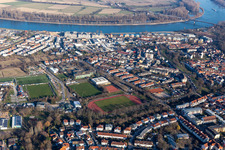 Luftbild von Helmut-Bantz Stadion in Speyer im Bundesland Rheinland-Pfalz, Deutschland