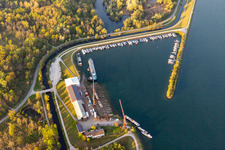 Luftbild von Schiffswerft Karcher und Segelclub Honau im Ortsteil Freistett in Rheinau im Bundesland Baden-Württemberg, Deutschland