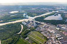 Luftbild von EnBW Steinkohlekraftwerk am Rhein im Ortsteil Daxlanden in Karlsruhe im Bundesland Baden-Württemberg, Deutschland