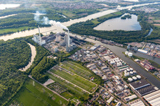 Luftaufnahme von EnBW Steinkohlekraftwerk am Rhein im Ortsteil Daxlanden in Karlsruhe im Bundesland Baden-Württemberg, Deutschland