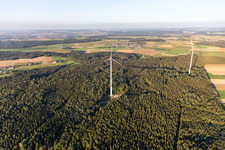 Luftaufnahme von Windpark Bad Saulgau im Ortsteil Braunenweiler im Bundesland Baden-Württemberg, Deutschland
