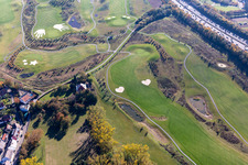 Schrägluftbild von Gelände des Golfplatz Golfpark Karlsruhe GOLF absolute in Karlsruhe im Ortsteil Hohenwettersbach im Bundesland Baden-Württemberg, Deutschland