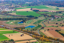 Gelände des Golfplatz Golfpark Karlsruhe GOLF absolute in Karlsruhe im Ortsteil Hohenwettersbach im Bundesland Baden-Württemberg, Deutschland vom Flugzeug aus