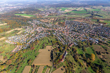 Ortsteil Grünwettersbach in Karlsruhe im Bundesland Baden-Württemberg, Deutschland vom Flugzeug aus