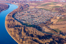 Schrägluftbild von Ortsteil Rheinhausen in Oberhausen-Rheinhausen im Bundesland Baden-Württemberg, Deutschland