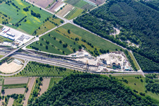 Info-Center Tunnel Rastatt in Ötigheim im Bundesland Baden-Württemberg, Deutschland von oben