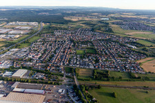 Ortsteil Karlsdorf in Karlsdorf-Neuthard im Bundesland Baden-Württemberg, Deutschland von oben